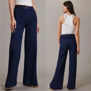 Anthropologie Pilcro The Skipper High Rise Wide Leg Jeans Dark Wash Sz 29